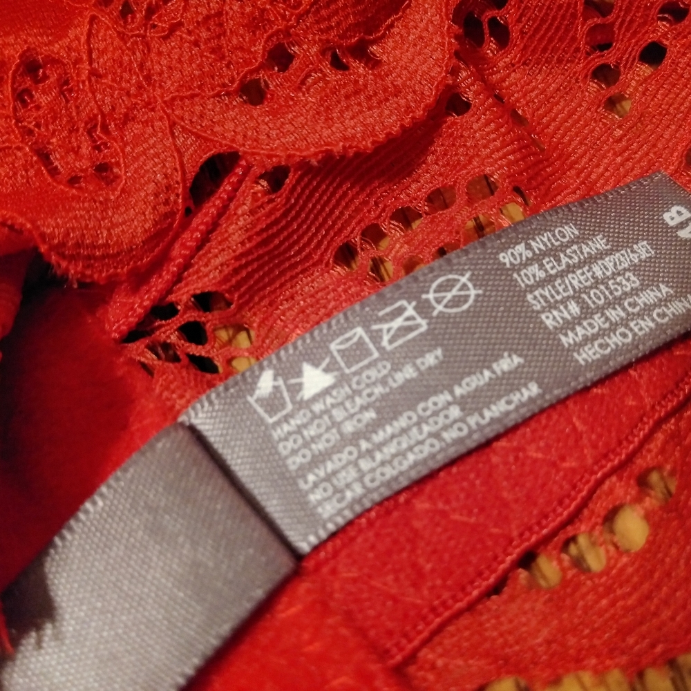 Daisy Fuentes Intimates Long line Lace Push Up Bra Hot Sauce Red - Picture 3 of 13